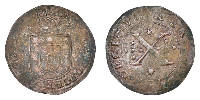 Portugal D Sebastião I (1557-1578) X Reais (Patacão) - Lisboa - Reverso Diferente - Rara