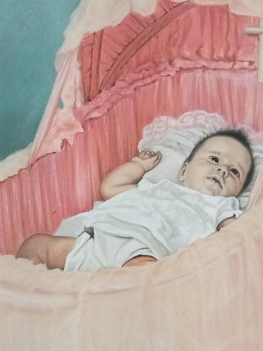 Bernhard Dons (1891-1957) - Baby in een wieg