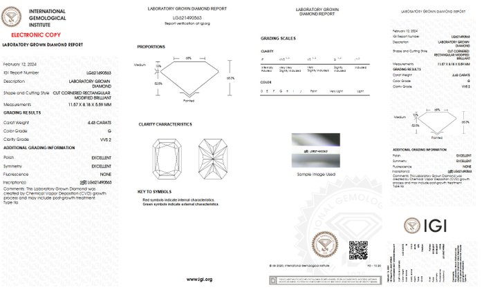 Ingen mindstepris - Halskæde med vedhæng - 14 karat Gulguld -  4.43ct. tw. Diamant (Laboratoriedyrket) - G VVS 4ct Perfektion