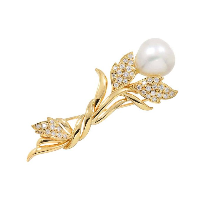 Mikimoto - Broche - 18 kraat Gulguld