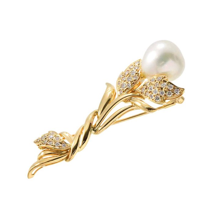 Mikimoto - Broche - 18 kraat Gulguld