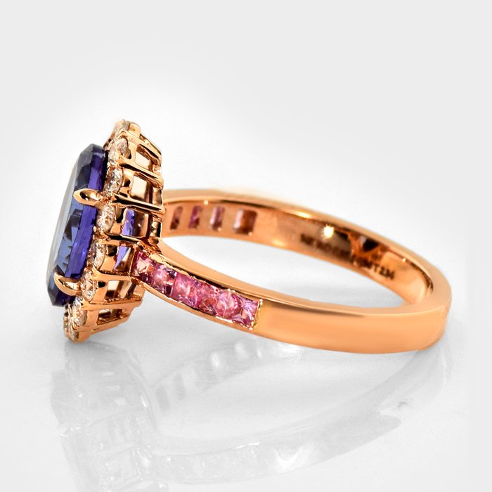 Ingen mindstepris - Ring - 14 karat Rosaguld -  3.05ct. tw. Tanzanit - Diamant - IGI 2,34 ct lavendel