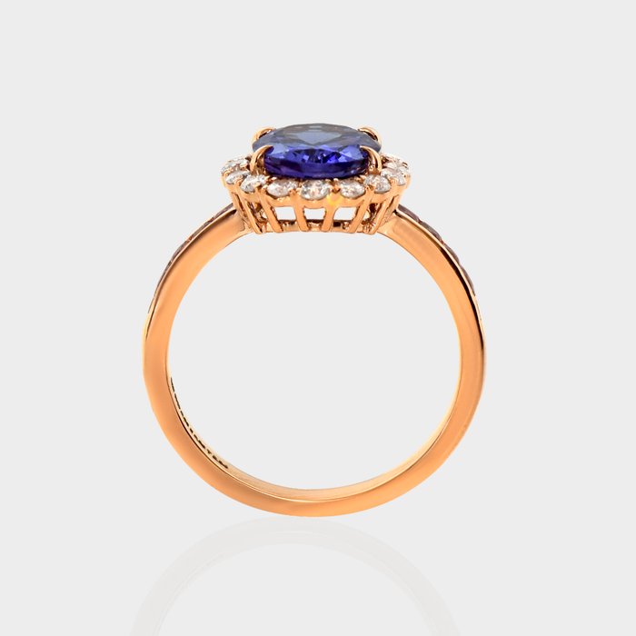 Ingen mindstepris - Ring - 14 karat Rosaguld -  3.05ct. tw. Tanzanit - Diamant - IGI 2,34 ct lavendel