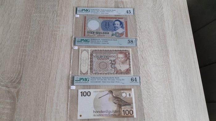 Holland. - 3 banknotes - all graded - various dates - Pick 60, 85, 97  (Ingen mindstepris)