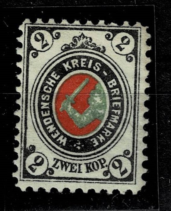 Rusland Wenden 1884 - 2 Kon hvid rød grøn ny med hængsel Mh - Michel nr. 10