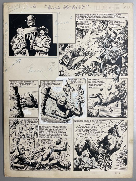 Kearon, Ted - 1 Original page - Robot Archie - The ivory Popchers - 1960