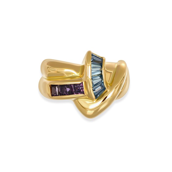 Ring - 18 kraat Gulguld -  0.61ct. tw. Topas - Ametyst