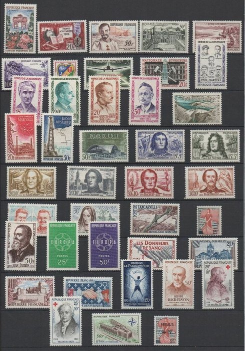 Frankrig 1959/1970 - Parti på 12 år i træk ny Ny** MNH Luxury uden hængsler. - Yvert n°1189 au n°1662** NMH