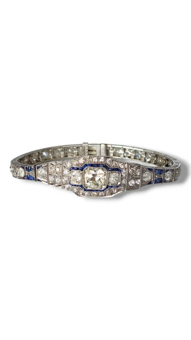 Armbånd Platin, Smukt sjældent art deco-platin- og diamantarmbånd omkring 1930, 6,39 karat! -  6.39ct. tw. Diamant (Natur)