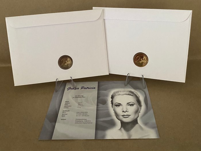 Monaco. 2 Euro / Token 2012 "Grace Kelly" + "Albert II" (2 numisbrief)  (Ingen mindstepris)