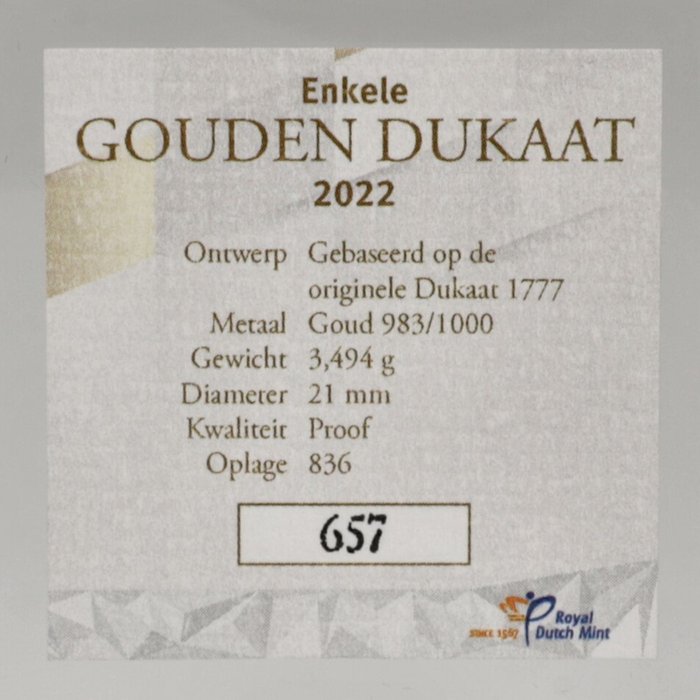 Holland. Gouden Dukaat 2022 Proof