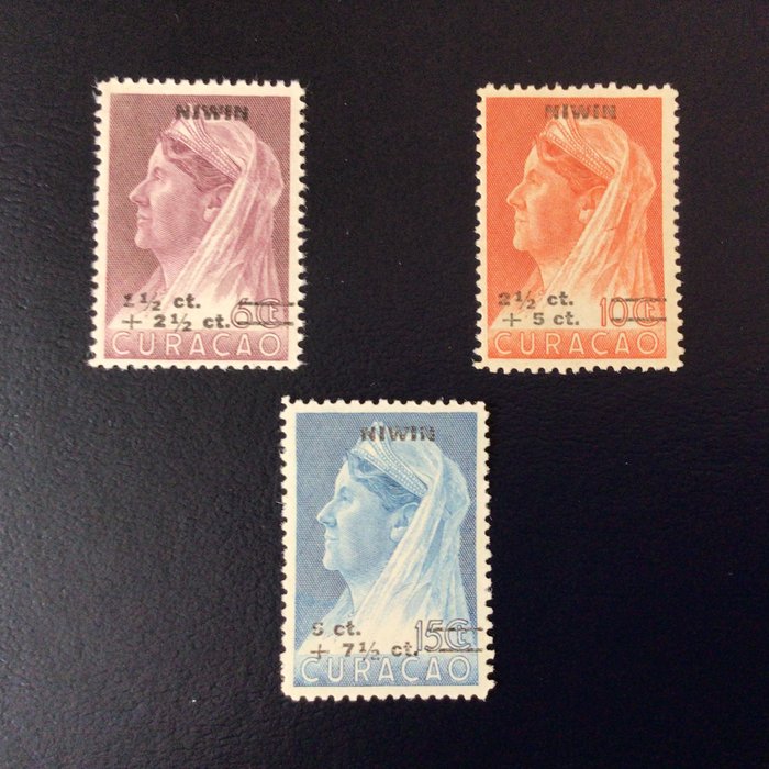 Curaçao 1936/1947 - Høje værdier af Wilhelmina, kongefamilien, og Konijnenburg, Niwin - NVPH 135-137, 164-167, 168-177, 182-184