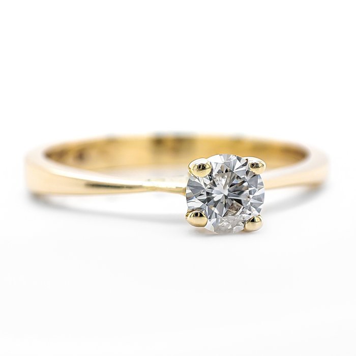 Ring - 14 karat Gulguld -  0.20ct. tw. Diamant (Natur)