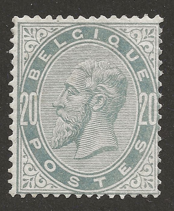 Belgien 1883 - 20c perlegrå, Leopold II - OBP/COB 39