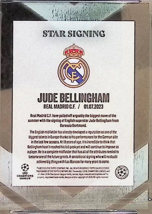 2023 Topps Summer Signings Jude Bellingham Star Signing 3/5 - 1 Card - Næsten så god som ny (NM)