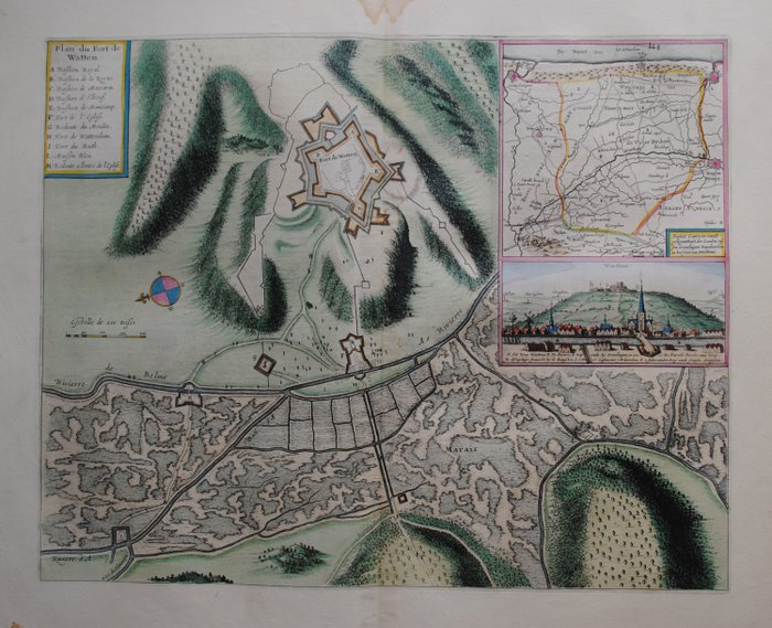 Frankrig - Bomuld; J. Blaeu - Plan du fort de Watten - 1621-1650