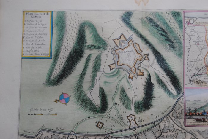 Frankrig - Bomuld; J. Blaeu - Plan du fort de Watten - 1621-1650