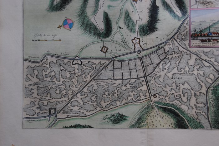 Frankrig - Bomuld; J. Blaeu - Plan du fort de Watten - 1621-1650