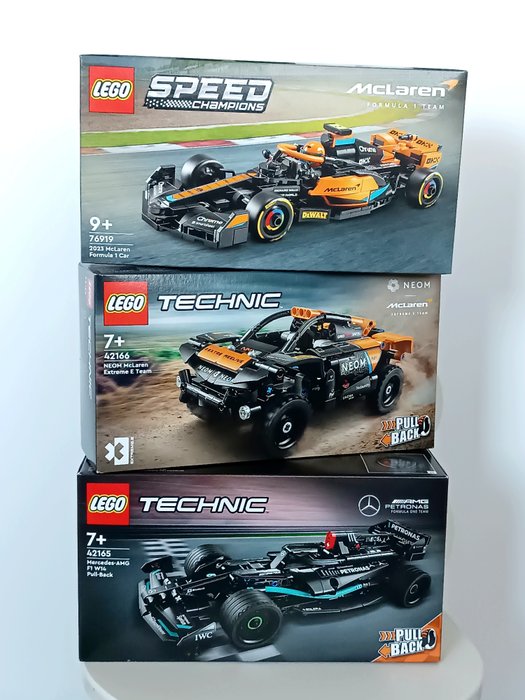 Lego - 42165,42166,76919 - LEGO NEW - MISB - SUPER ZESTAW-McLaren Extreme E Race Car+McLaren Formula 1 +Mercedes-AMG F1 W14 E