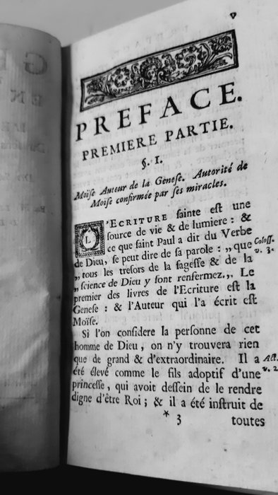 Isaac Louis Le Maistre de Sacy - La Genese traduite en François avec Explications du sens litteral et du sens spirituel - 1723