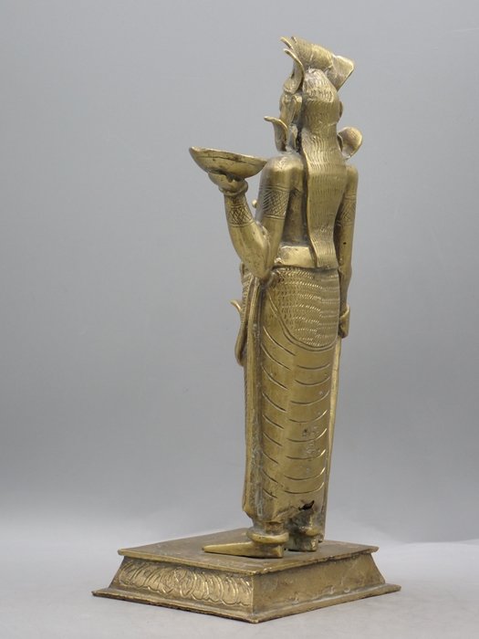 Statue med cobra bælte og øreringe - Bronze - Indien/Sri Lanka - slutningen af det 19. - 20. århundrede