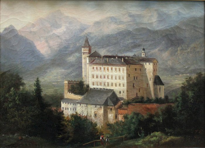 Ferdinand Lepie (1824 - 1883) - View of the castle Ambras in Innsbruck