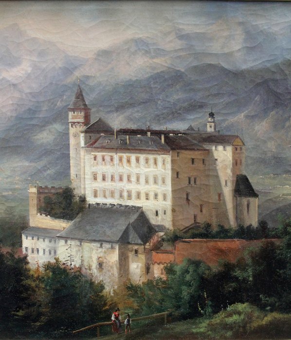 Ferdinand Lepie (1824 - 1883) - View of the castle Ambras in Innsbruck