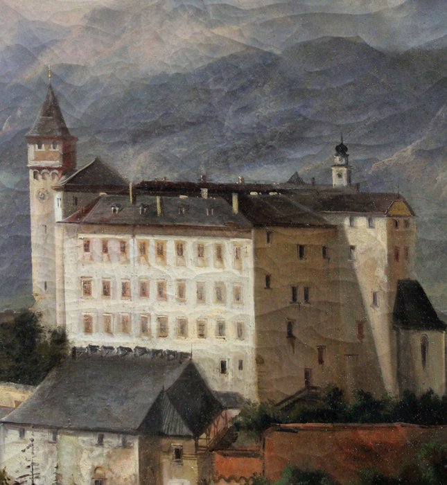 Ferdinand Lepie (1824 - 1883) - View of the castle Ambras in Innsbruck