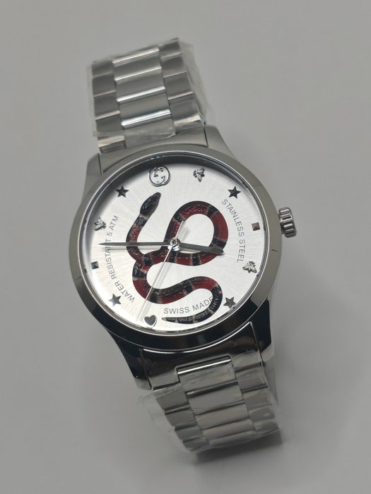 Gucci - G-Timeless 38mm Colored Snake Motif Stainless Steel Watch YA1264076 - New Condition *NOS* Guarantee - YA1264076 - Unisex - 2024