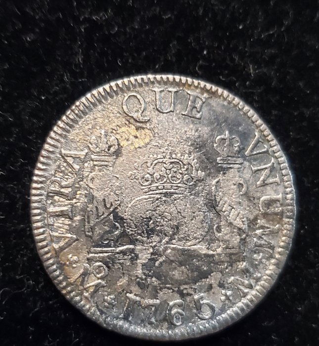 Spanien. 2 Reales 1765 Carlos III, QUE  (Ingen mindstepris)