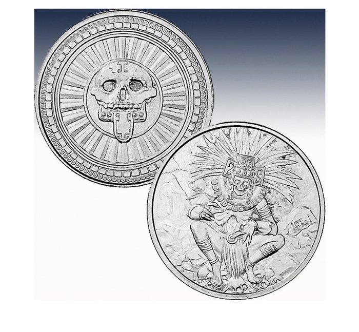 Mexico. Silver medal ND Aztec God of Death, 1 Oz (.999)  (Ingen mindstepris)