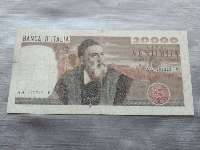 Italien. - 20.000 Lire 1975 "Tiziano" - Gigante BI 77A; Pick 104a  (Ingen mindstepris)