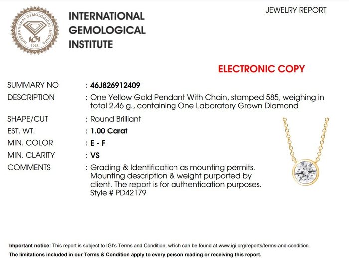 Smykkesæt med 2 dele - 14 karat Gulguld -  3.00ct. tw. Diamant (Laboratoriedyrket)