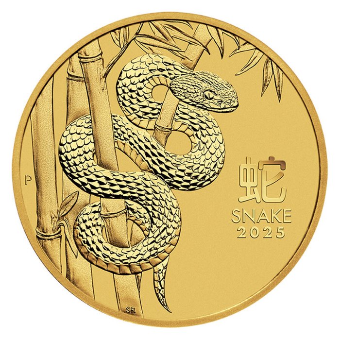 Australien. 2025 1 oz $100 AUD Gold Lunar Year of the Snake Series III BU (In Capsule)