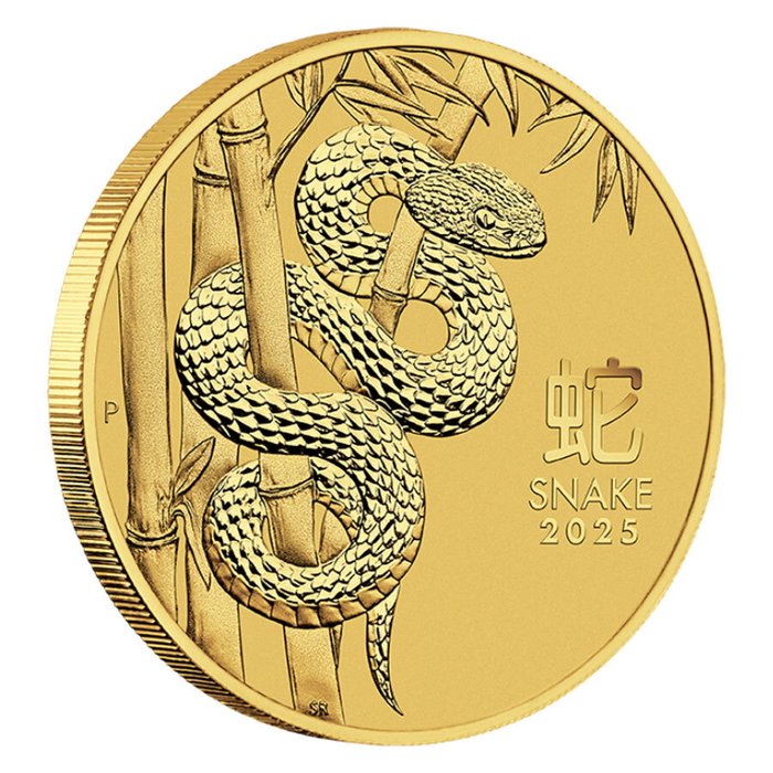 Australien. 2025 1 oz $100 AUD Gold Lunar Year of the Snake Series III BU (In Capsule)