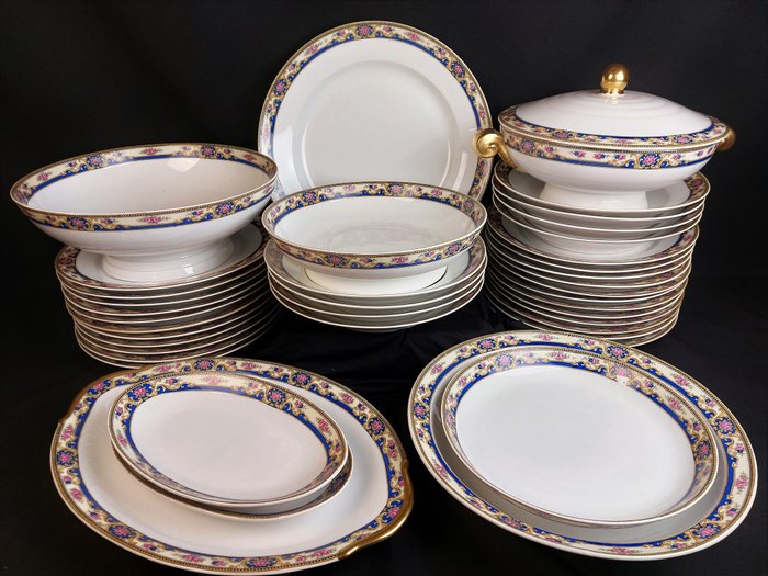 Touze Lemaître Frères  L. Blancher, L'Unique  - Limoges - Bordservice (40) - Porcelæn, Forgyldt med guld - Max 23 personer - Art Deco