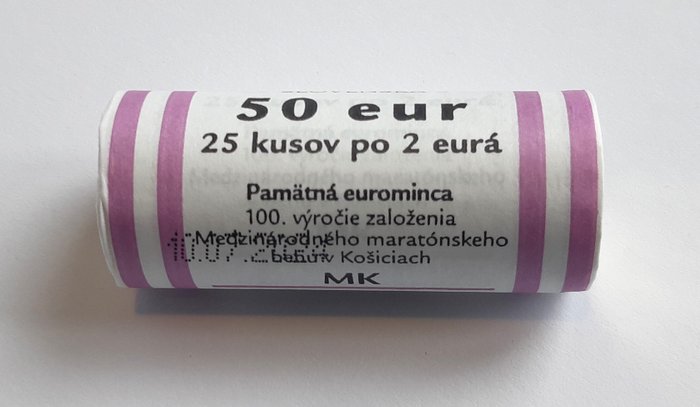 Slovakiet. 2 Euro 2024 "Košice International Marathon" (25 coins) in roll  (Ingen mindstepris)