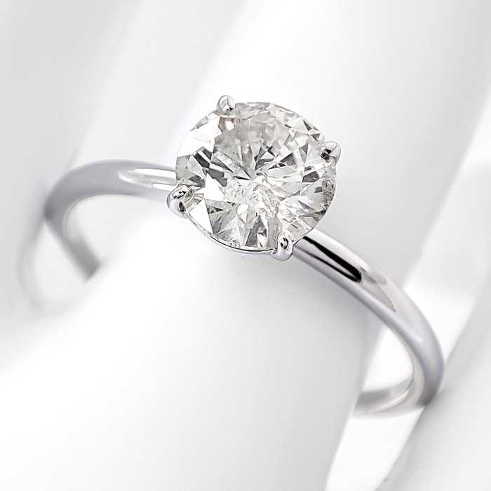 Ring - 14 karat Hvidguld -  0.97ct. tw. Diamant (Natur)