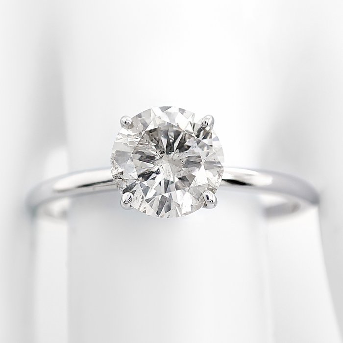 Ring - 14 karat Hvidguld -  0.97ct. tw. Diamant (Natur)