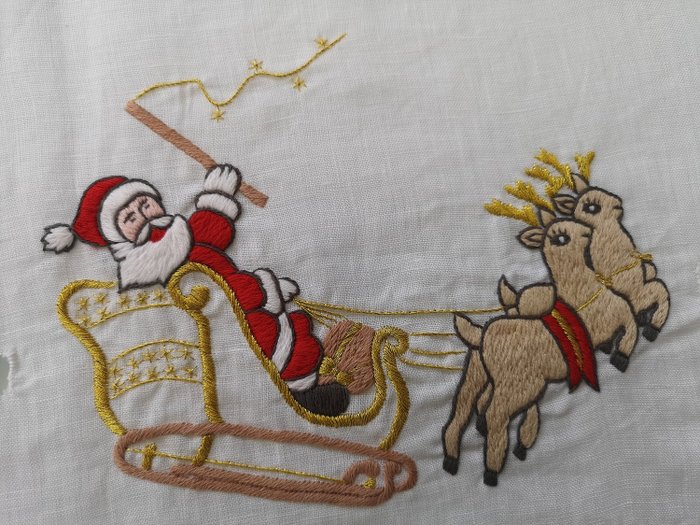 Christmas tablecloth hand embroidered - Dug  - 270 cm - 175 cm