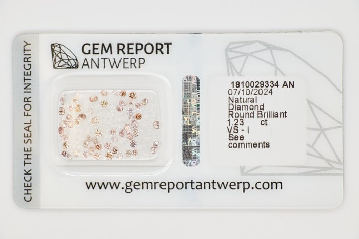 Ingen mindstepris - 58 pcs Diamant  (Natur)  - 1.23 ct - Rund - I1, I2, I3, SI1, SI2, VS1, VS2 - Gem Report Antwerp (GRA) - INGEN RESERVEPRIS