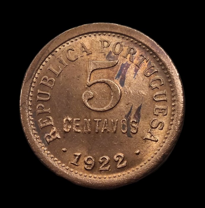 Portugal República 5 Centavos 1922 - Rara