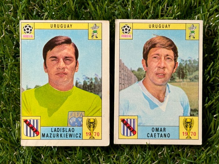 1970 Panini Mexico 70 World Cup Uruguay - Mazurkiewicz, Caetano (Bisvalida) - 2 Card - Glimrende (EX)