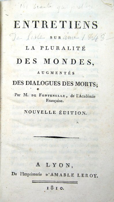 Fontenelle - Entretien sur la Pluralité des Mondes - 1810