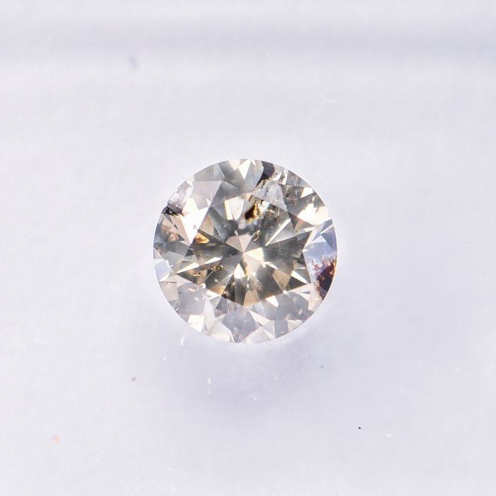 Ingen mindstepris - 1 pcs Diamant  (Naturfarvet)  - 0.36 ct - Rund - Fancy light Brunlig, Grålig Gul - I2 - International Gemological Institute (IGI)