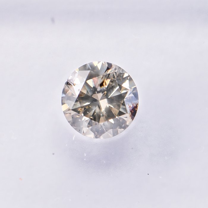 Ingen mindstepris - 1 pcs Diamant  (Naturfarvet)  - 0.36 ct - Rund - Fancy light Brunlig, Grålig Gul - I2 - International Gemological Institute (IGI)