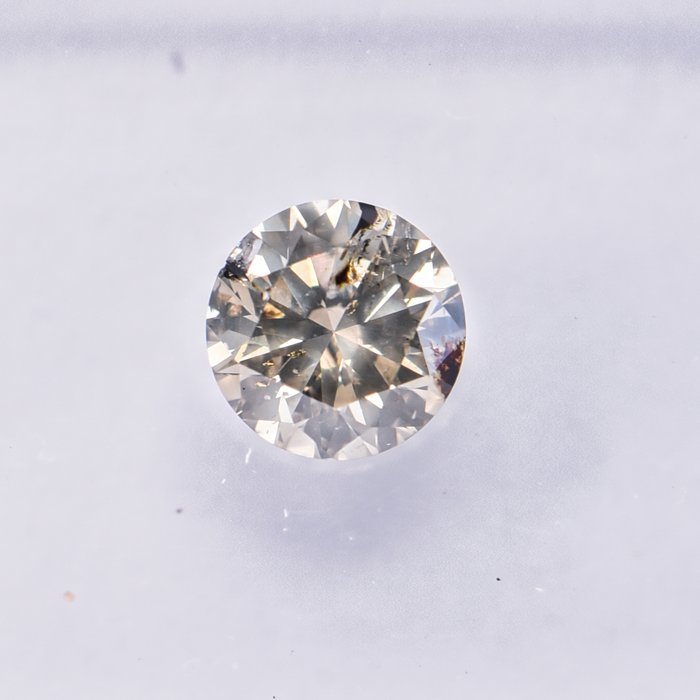 Ingen mindstepris - 1 pcs Diamant  (Naturfarvet)  - 0.36 ct - Rund - Fancy light Brunlig, Grålig Gul - I2 - International Gemological Institute (IGI)