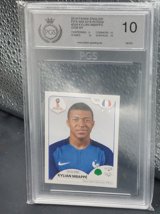 2017/18 Panini World Cup Russia 2018 - World Cup rookie Kylian Mbappé #209 PGi 10 - 1 Graded sticker