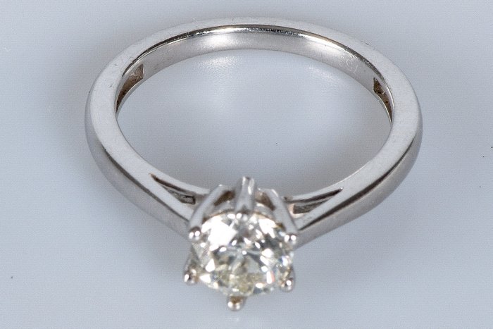 Ring - 18 kraat Hvidguld Diamant (Natur)