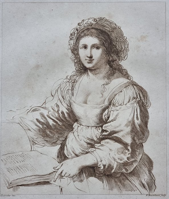 Francesco Bartolozzi (1727-1815)  - Giovanni Francesco Barbieri,  il Guercino (1591-1666) - Volume I tavola 38 "Woman with a Book"